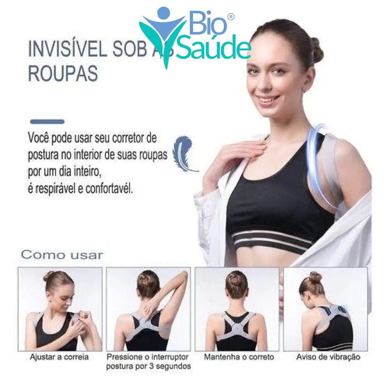 Corretor Postural Inteligente Unissex com Sensor Corretor Postural Inteligente Unissex